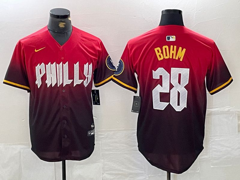 Men Philadelphia Phillies #28 Bohm Red City Edition Nike 2024 MLB Jersey style 1